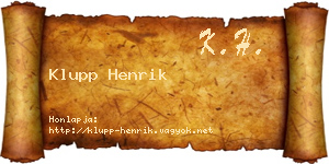 Klupp Henrik névjegykártya